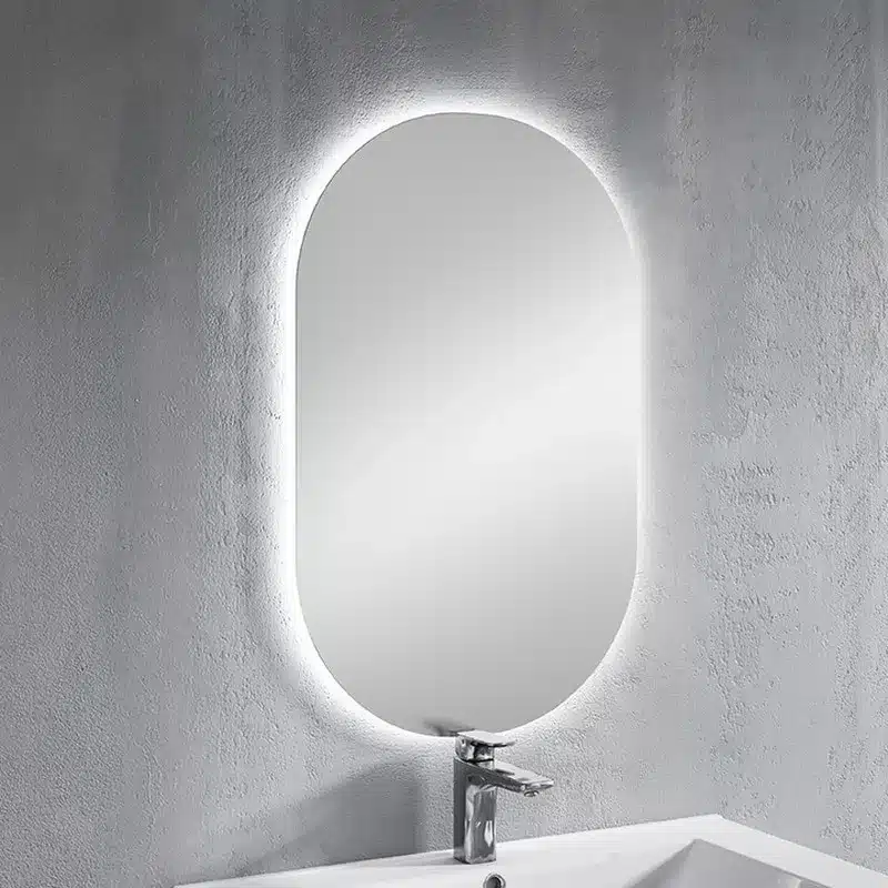 Espejo retroiluminado y perfilería mínima
