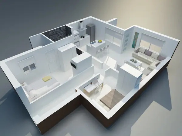 Proyecto 3D y render de una vivienda reformada