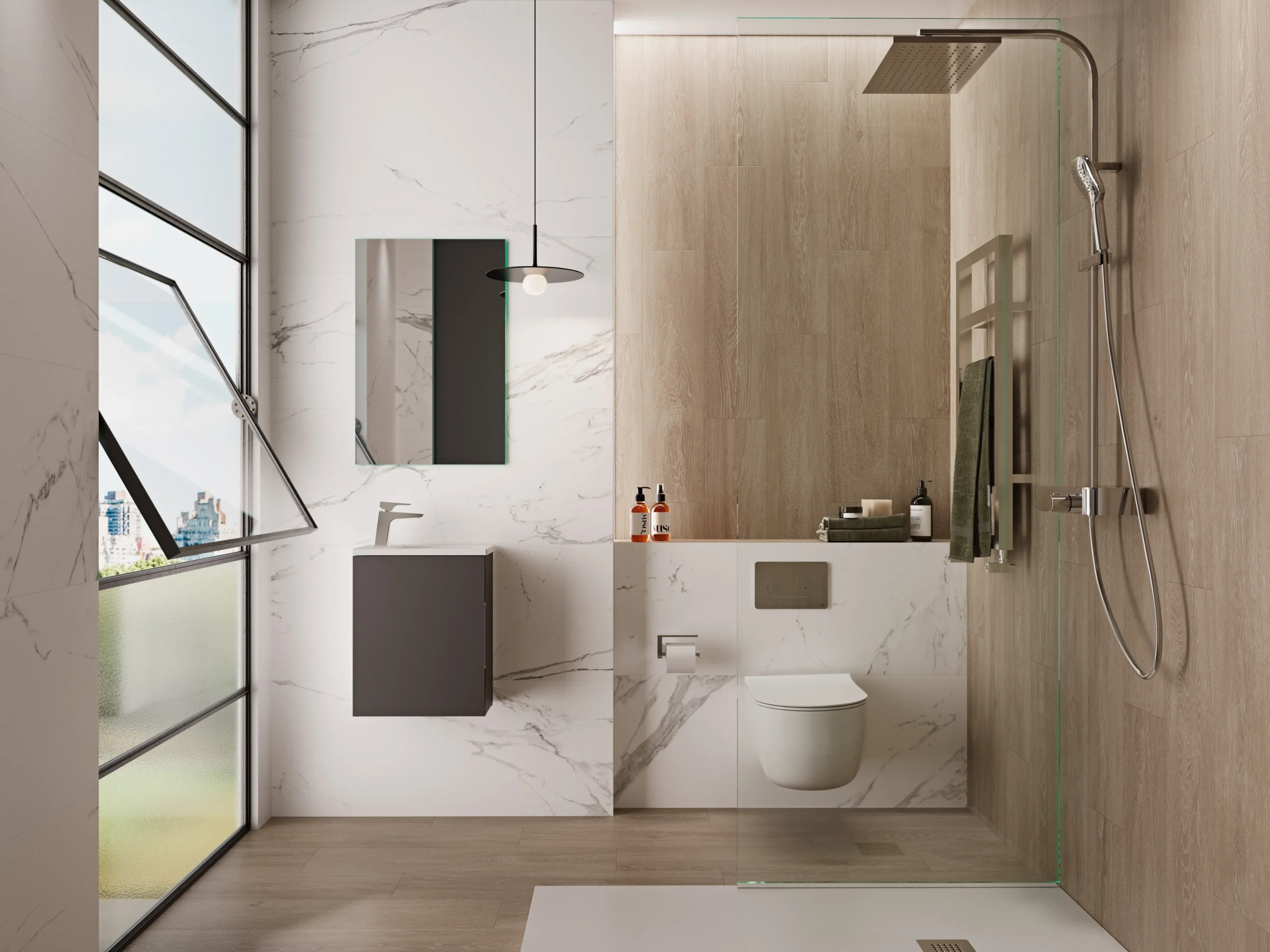 baño reformado en Gràcia Barcelona con ducha moderna
